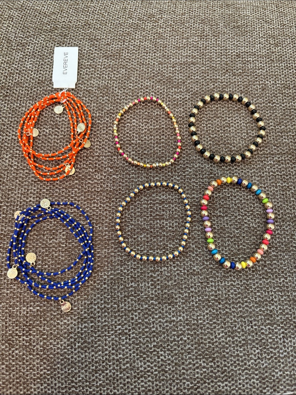 Evereve Mixed Beaded Bracelet Set - Orange, Blue, Black, Multicolor